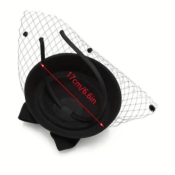 🖤 Pinup Accessory 1950s Retro Vintage Fascinator Black Pillbox Pearl Veil Hat - Picture 5 of 13